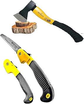 Fiber Handle Axe Hatchet Camping Wood Cutting Folding Pruning Saw Hand Saw...