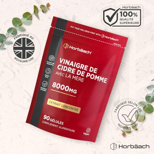 Vinaigre de Cidre de Pomme en Gélules 8000mg par Portion Journalière | Avec la Mère | 90 Capsules Vegan | Vinaigre de Cidre Gelules Haute Dose | Apple Cider Vinegar With Mother | Horbaach – vue 8
