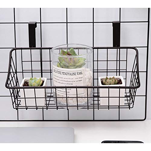 Lelecat Basket With Hook Grid Storage Basket, Hang It Behind A Door Or On A Railing, Over The Cabinet Door, Small, Black,2 Pack #TOP3