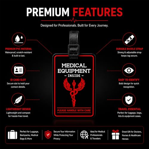 Image of Storite Pack of 2 Luggage Tags with Black Silicon Strap (Black & Red)