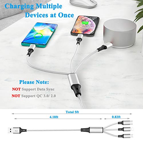 Onlytang Multi Charging Cable, (2Pack 5Ft) Multi Usb Charger Cable Aluminum Nylon 3 In 1 Universal Multiple Charging Cord With Type-C/Micro Usb Connectors For Most Phones & Tablets (Charging Only) #TOP1