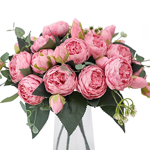 Veryhome 4 Bouquet De Fleurs Artificielles Pivoines Soie Pivoines Bouquet De Fleurs Faux Bouquet Mariage Décoration Maison Table Cuisine Bureau Jardin Mariage...