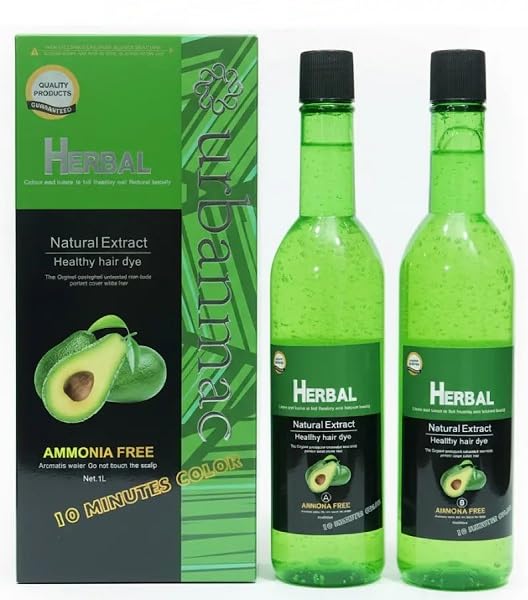URBANMAC HERBAL NATURAL EXTRACT HAIR COLOR (1000 ML) AMMONIA FREE, BLACK