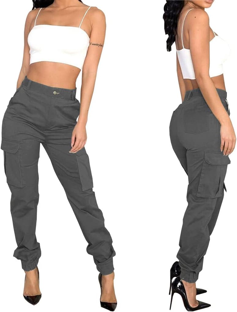 Women's Hiking Cargo Jogger Camo Pants with Pockets High Waisted Slim Casual Outdoor Tapered Combat Works Pants - Image 7