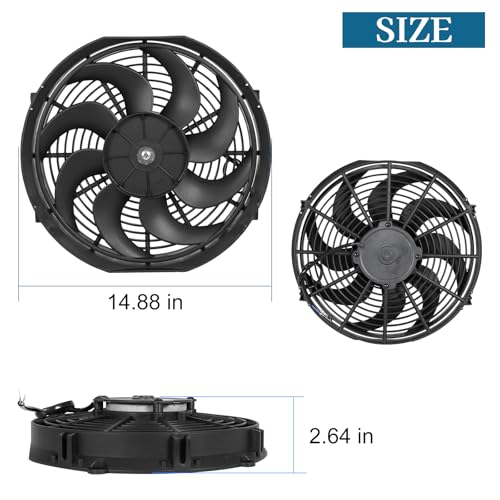 FSBCGT Universal 14 Inch Slim Radiator Cooling Fan 12V 90W Push Pull with Mount Kit, Fits Radiators for Vehicles, Trucks, ATVs – Black by FSBCGT - Image 3