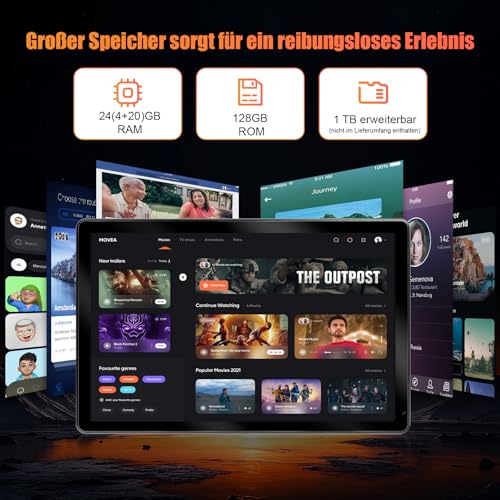 Yicty Android 14 Tablets 10 Zoll Tablet PC, 14(4+10) GB RAM+128GB ROM(1TB TF), Octa Core 2.0 GHz/1280 * 800 HD IPS/WiFi 6/Bluetooth 5.3/5000mAh/5MP+8MP/OTG/Typ C Kopfhöreranschluss