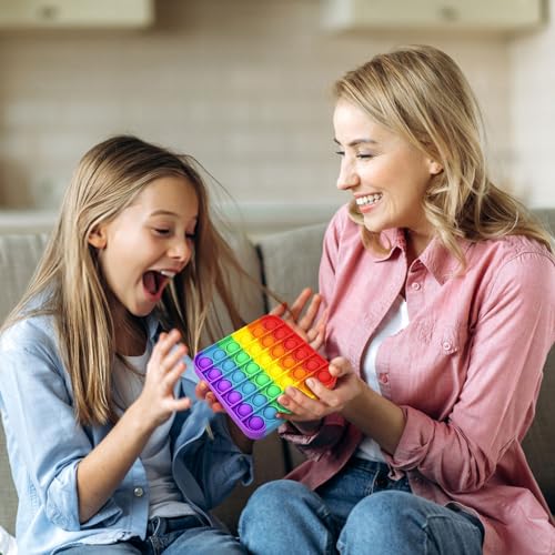 Pop it Spielzeug, Pop it Baby Spiel, Popit Silikon Sensorisches, Quadrat Pop up Spielzeug Baby, Antistress Push Pop Fidget, Poppit für Kinder, Erwachsene ADHS Push Bubble Angst Relief, Regenbogen Pop