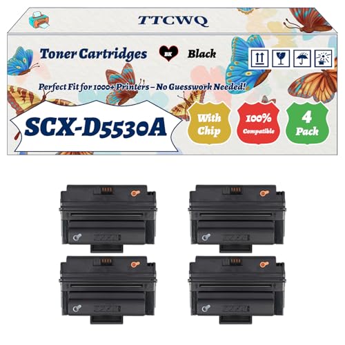 Compatible for Samsung SCX-D5530A Toner Cartridges Work for Samsung SCX-5530FN Printers, with Chip, High Yield 5000 Pages, High-Definition Printing (4 Pack Black)