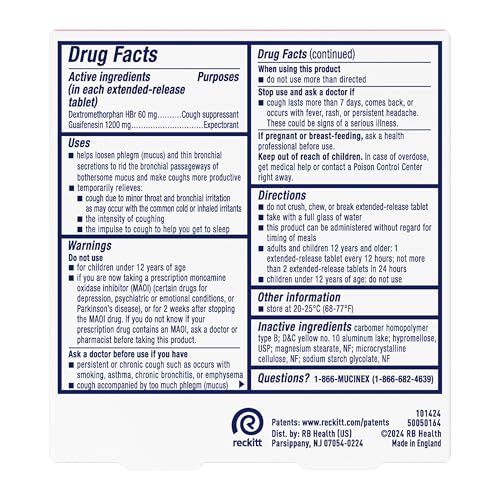 Mucinex DM 12Hr Maximum Strength Chest Congestion & Cough Medicine For Adults, Cold And Cough Medicine for Excess Mucus Relief, 1200 mg Guaifenesin & 60 mg Dextromethorphan HBr, 7 Bi-Layer Tablets - image 9