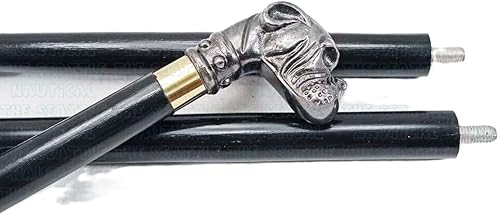 Miniatura 7 de Bastón para caminar con cabeza de perro de latón antiguo, 36 pulgadas, de madera, de diseño vintage, hecho a mano, bastón de madera para caminar,