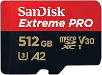 SanDisk Cartão 512GB Extreme PRO® microSD™ UHS-I com adaptador C10, U3, V30, A2, 200MB/s leitura 140MB/s escrita SDSQXCD-512G-GN6MA