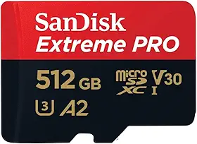 SanDisk Cartão 512GB Extreme PRO® microSD™ UHS-I com adaptador C10, U3, V30, A2, 200MB/s leitura 140MB/s escrita SDSQXCD-512G-GN6MA
