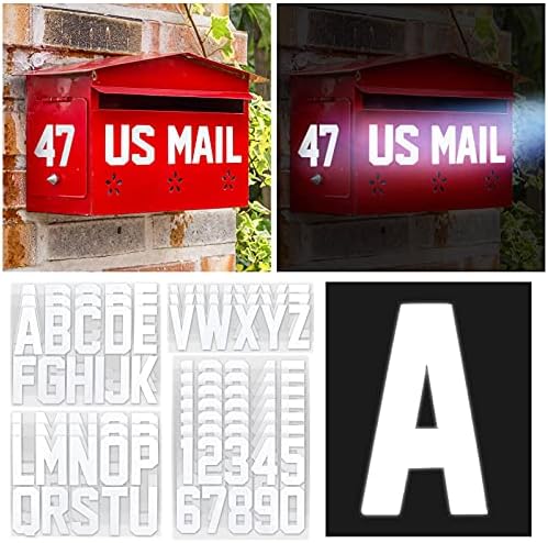 Seloom 148 PCS Reflective Mailbox Numbers and Letters Stickers Decals,3" X 7 Set Number 0-9 and 3" X 3 Set Alphabet Letter for Outside Indoor,Vinyl Self-Adhesive Waterproof Door House Address Stickers