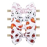 YanJie Baby Girls Hairband - Set of 4 pcs Football, Basketball, Soccer, Rugby Nylon Baby Headbands for 0-6 Months Newborn Infant Toddler - 4 Count Pack