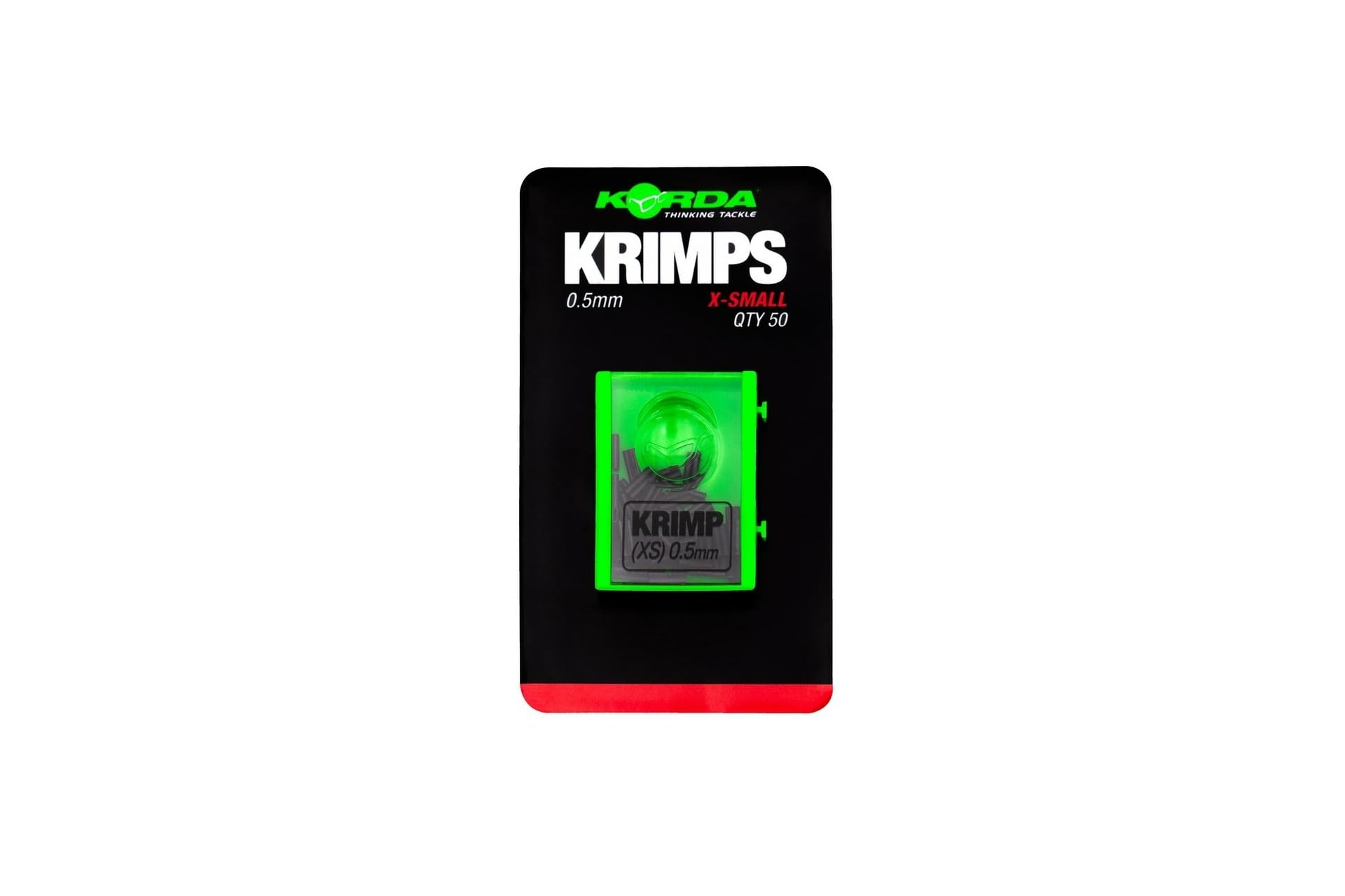 Korda Green Krimps 0.5Mm X-Small | Double-Barrel Crimps For Fishing Tackle And Rig Tools – Pack Of 50 | Perfect For Stiff Materials Like Boom, Use With Krimp Tool