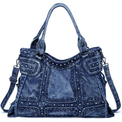 iPinee Designer Denim Handbags for Women Hobo Tote Bag Crossbody