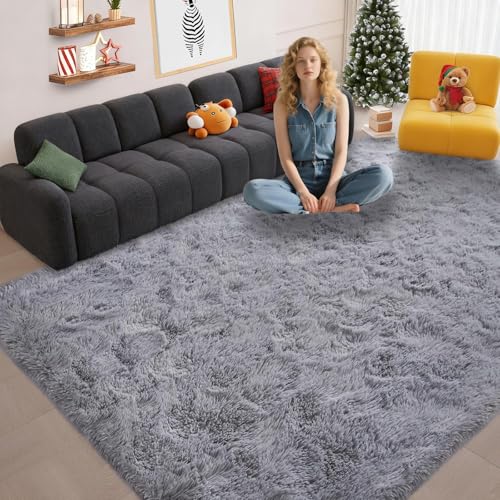 ZXIAOHUI Alfombra Pelo Largo 75 x 170 cm Antideslizante, Fluffy, Muy Suave, No Se Desprenden, Lavable hasta 30 Grados, Alfombra de Pelo Largo, Alfombras Moderna, Adecuado para Interiores, Gris