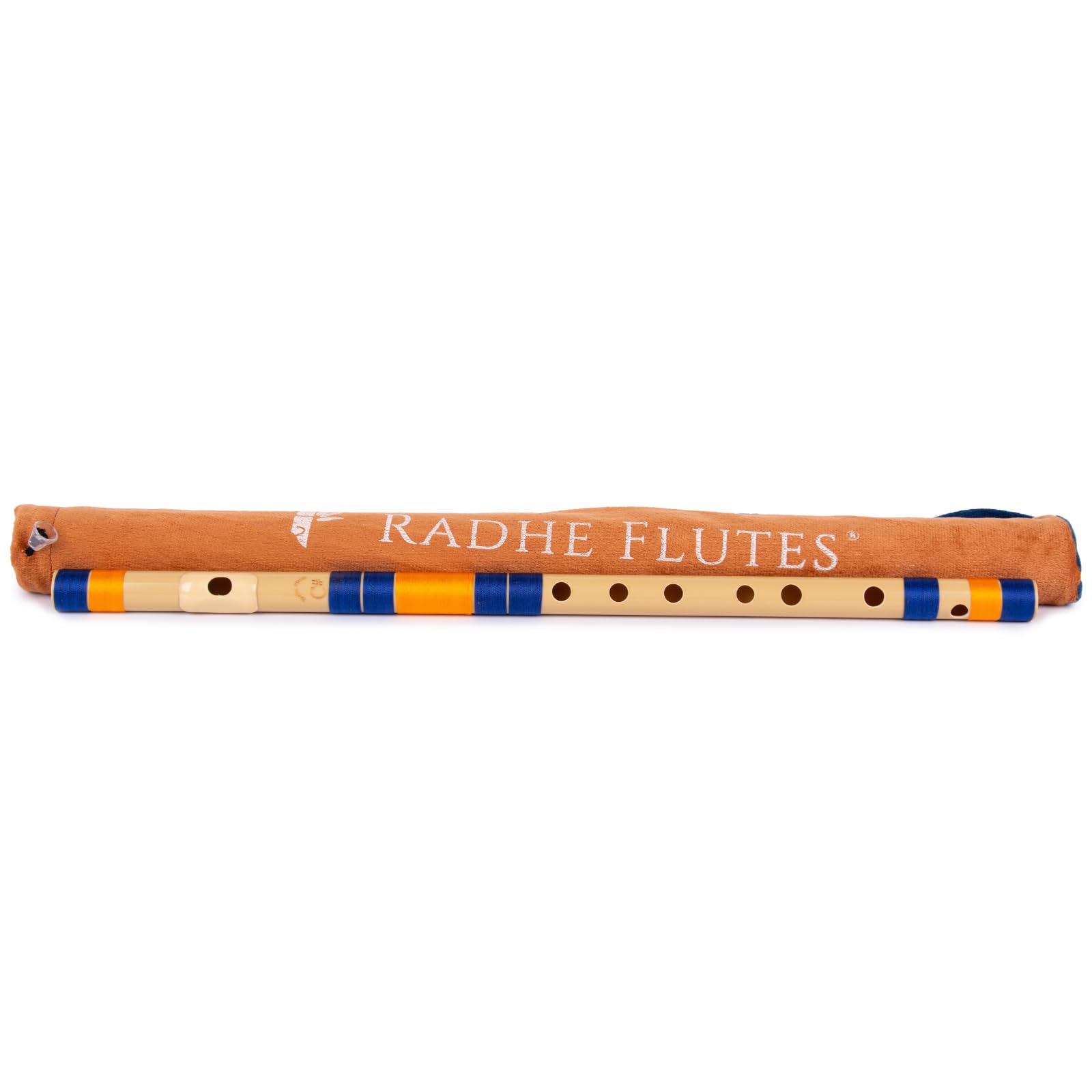 Radhe Flutes | PVC Fiber | C Sharp | Right Handed | Dark Blue & Orange Threads | Assorted Colours for Velvet Cover + Complete Flute Beginners Online Course In Hindi and English 1