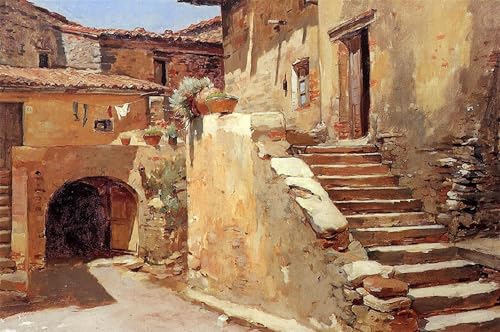 Poster Image Déco Cour italienne Frank Duveneck pour Ambiance Voyage Unique 60x90