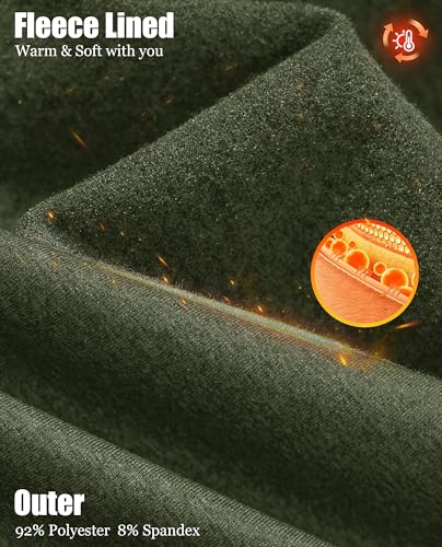 KEFITEVD Quarter Zip Pullover Men Fleece Lined Heather Long Sleeve Golf Shirts Midweight 1/4 Zip Sweatshirts Army Green XL