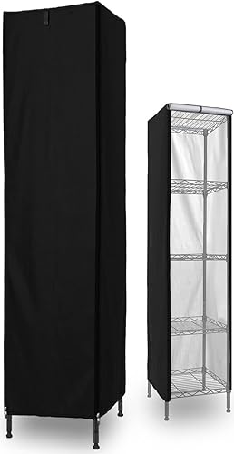 Sealcover Cubierta para estantería de alambre de 5 niveles cubierta negra de alta densidad de 18 x 18 x 59 pulgadas cubierta de alambre para estante