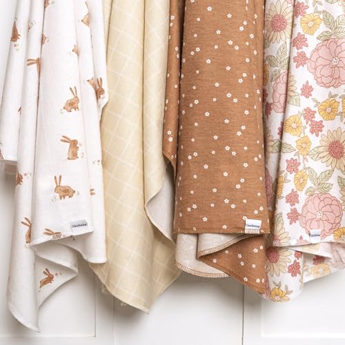 Image of Gerber Unisex Baby 100% Cotton Flannel Receiving Blankets 30x30 Inches (Pack of 16), Retro Floral, One Size