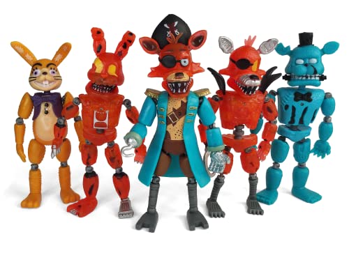 Toysvill Inspired by Five Nights Game | FNAF | Pirates Collection | Freddi's Action Figures Toys Set of 5 [Freddi, Bonnie, Fazbear, Curse of Dreadbear and Captain Foxy], Fun Action Simulator