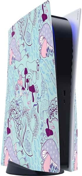 Skinit Decal Gaming Skin Compatible with PS5 Console - Officially Licensed Disney Alice in Wonderland (Animated) Mushrooms Print Pattern Design