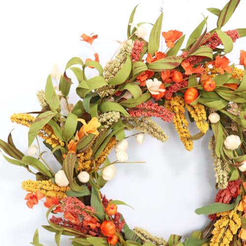 22 Inches Farmhouse Style Plastic Simulation Fall Wreaths for Daily Autumn - image 4