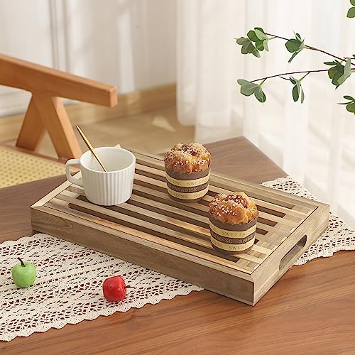 Wood Bread Cutting Board with Crumb Catcher Tray, 2-in-1 Serving Tray by VZODESR - Used condition - Image 5
