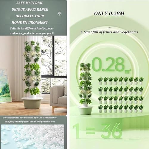 Vertical Hydroponic Growing Tower with Pump & LED, Perfect for Strawberries, Herbs & Indoor Plants - Space-Saving Indoor Garden System