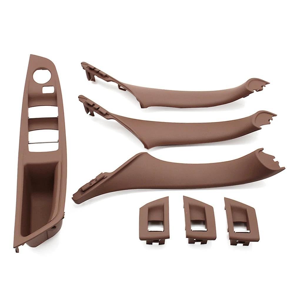 HLWXMDZ for F10 F11 F18 520 523 525 528 51417225865 LHD Car Inner Passenger Door Panel Handle Pull Trim Cover (LHD Brown 7pcs)