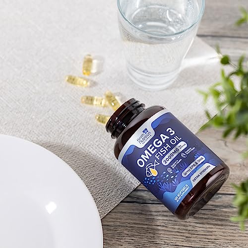 Omega 3 Fish Oil - Triple Strength Epa & Dha Fatty Acids - Natural Support For Brain & Heart Health, Fish Oil Joint Support Supplement - Non-Gmo, Burpless Lemon Flavor Health Nutrition - 120 Softgels #TOP7