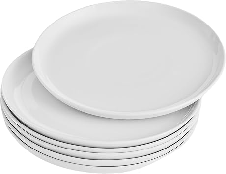 WishDeco White Dinner Plates Set of 6, Porcelain Salad Plates 23 cm / 9 inch