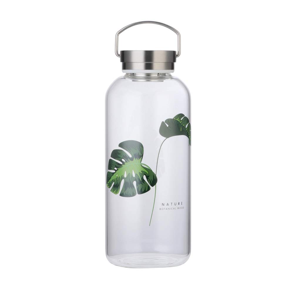 Bouteille D'eau En Verre Borosilicate 1 Litre - Couvercle Design 2 Options - Portable Et Facile à Nettoyer