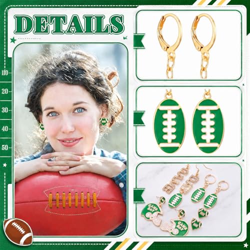 Image of Liliaafar 4 Pairs Game Day Football Earrings for Women | Football Mom Sports Game Day Charm Accessories for Outfits Shirts Set Fall Sport Jewelry Cute Sport Stud Football Sport Fans