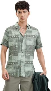 WROGN Men's Shirt | Photo Reel All-Over Print | Slim Fit Price In India