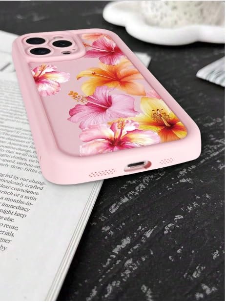 Image of COVERLY Floral Printed Flowers Back Case Cover for iPhone 12 Pro | Hot Hibiscus Flourish Cute Design | Camera Protection | Soft TPU Silicone Fashion Aesthetic Cover for Girls & Women (Pink,Shockproof)