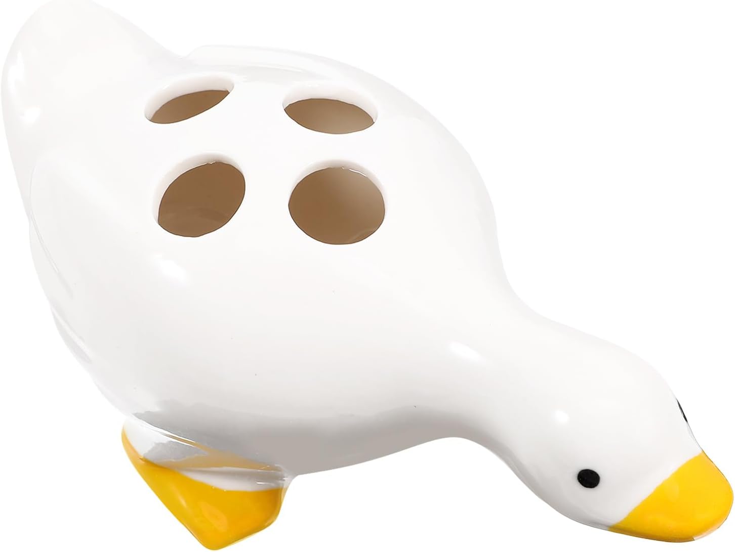 MAGICLULU Ceramic Duck Toothbrush Holder Cute Animal Bathroom Organizer Compact 7.08 Inch Vanity Countertop Stand for Toothbrush Storage