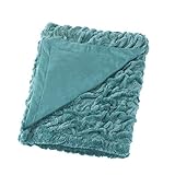 Comfort Spaces Ruched Faux Fur Plush 3 Piece Throw Blanket Set Ultra Soft Fluffy with 2 Square Pillow Covers, 50