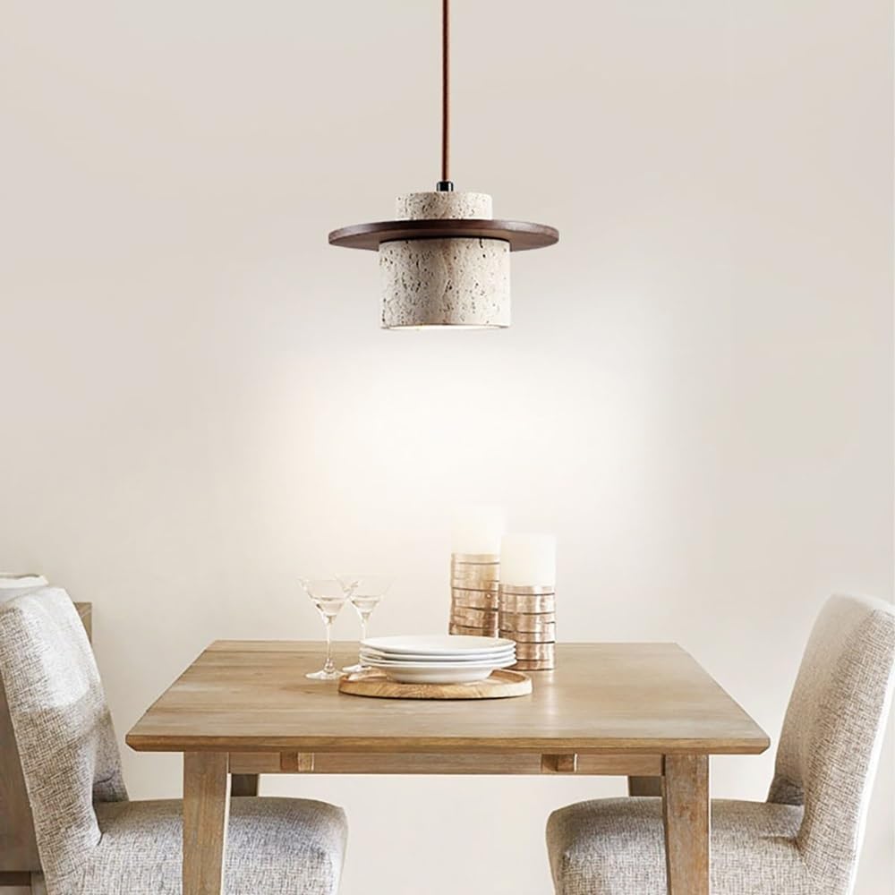 Lampy wiszące, zestaw 3 sztuk, cylindryczne lampy wiszące z naturalnym kamieniem, minimalistyczne małe żyrandole do sypialni lub przy łóżku