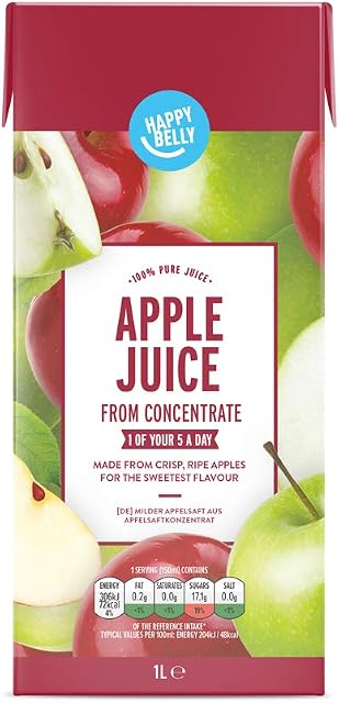 Amazon Brand - Happy Belly Apple Juice From Concentrate, 1 Litre