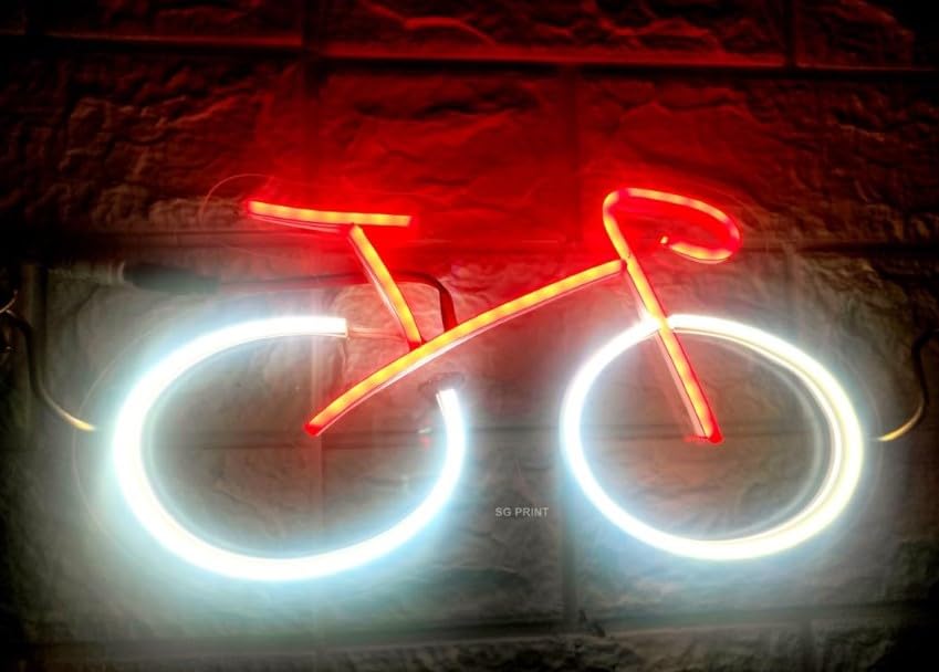 Wall Mitra Cycle LED Neon Sign/Light, Decor for Room Wall, Decorative Light, For Party, Bedroom, Living room, Bar(12X6) Red+White-image-24