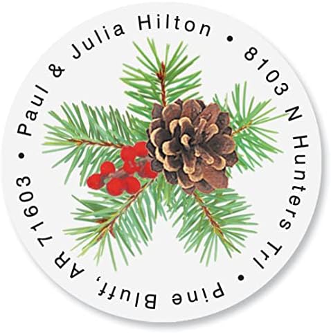Christmas Spruce Personalized Return Address Labels – Set of 144, Round, Self-Adhesive, Flat-Sheet Labels, by Colorful Images