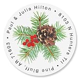 Christmas Spruce Personalized Return Address Labels – Set of 144, Round, Self-Adhesive, Flat-Sheet L