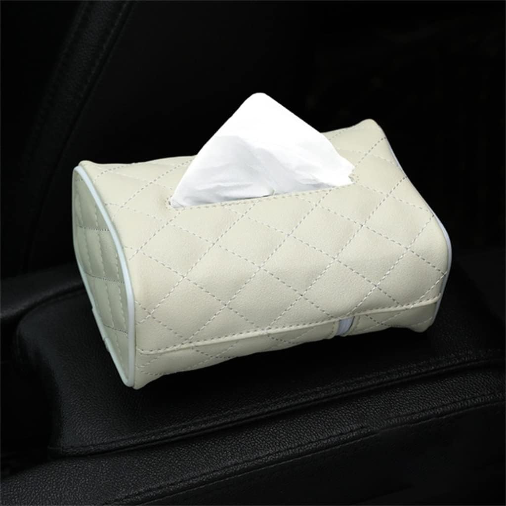 Universal PU Leather Tissue Box Car Paper Napkin Case Auto Tissue Bag Organizer Cover Accessories Sun Visor (Color : Beige Size : 17.5 * 12 * 8.5cm) (Beige 17.5 * 12 * 8.5cm)