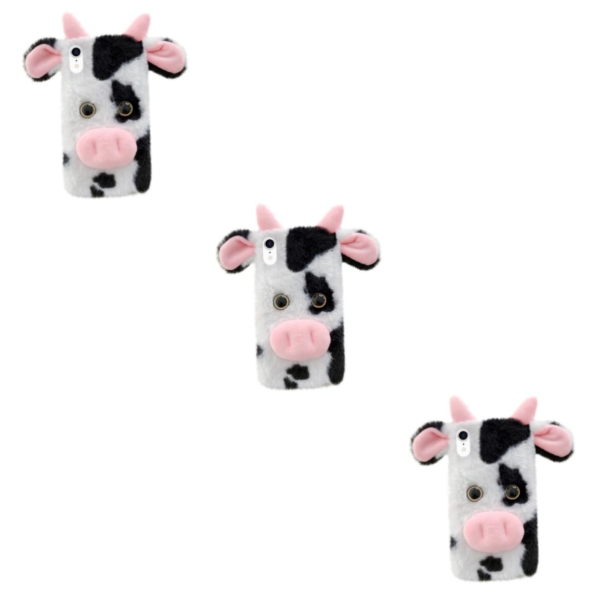 jojofuny 3piezas Funda De Teléfono De Vaca De Peluche para Suave y Duradera Protección contra Golpes y Arañazos Diseño Antideslizante Acceso Fácil Puertos y Botones