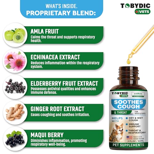 Natural Dog Cough Medicine & Antibiotic for Cats Respiratory Infection - Sneezing Relief & Kennel Cough Treatment - Trachea Collapse & Pet Asthma Support - Made in USA - Thumbnail 3