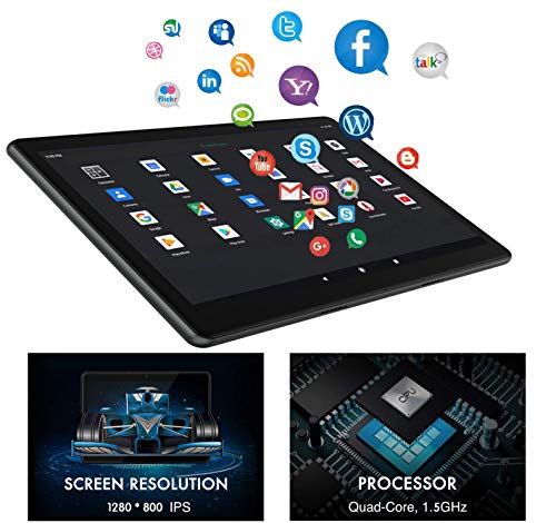 Tablet 10 Pollici - Android 9.0 Pie GOODTEL Tablets 4 GB RAM + 64 GB ROM, WiFi / Dual SIM / GPS / 8000 mAh Batteria / Doppia Fotocamera / Bluetooth / Type-C, con Tastiera Bluetooth e Mouse