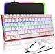 Gaming-Tastatur, Maus-Pad-Set, 3-in-1, Regenbogen-Hintergrundbeleuchtung, blauer Schalter, mechanische Tastatur, 16000 DPI RGB ultraleicht Gaming-Maus + 10 RGB-Mauspads mit Hintergrundbeleuchtung